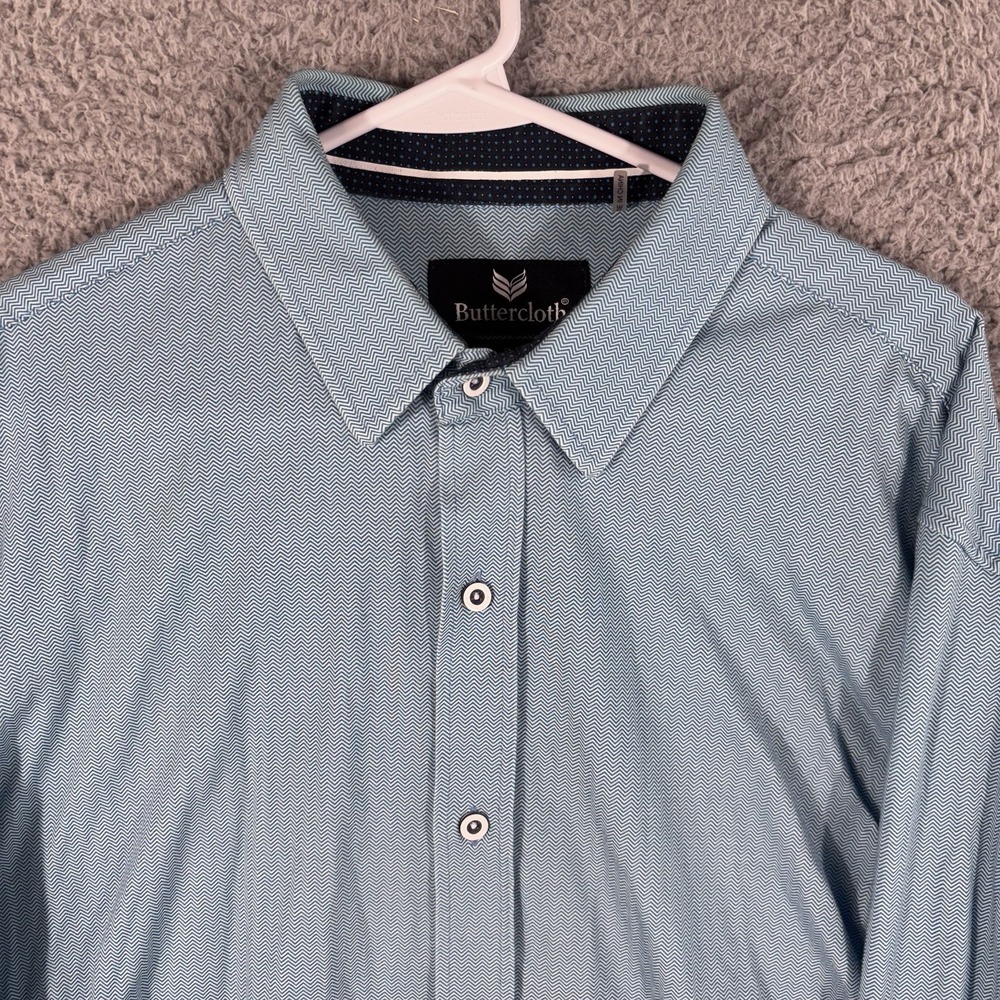 Butter Cloth Shirt Mens XL Geometric Wave Performance Stretch Long Sleeve